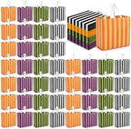 Crtiin 100 Pcs Plastic Striped Gift Bags with Handles, Dark Color by Crtiin