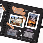 Vienrose Scrapbook Photo Album, 12x12 Inches, 80 Pages, Black, Silk Ribbon - Image 2