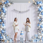 16ftx10ft Wrinkle Free White Backdrop Curtain - 10 Feet Photography Backdrop Drapes, Silky Polyester Back Drop Cloth for Wedding Baby Shower Balloon Arch Background - Image 2