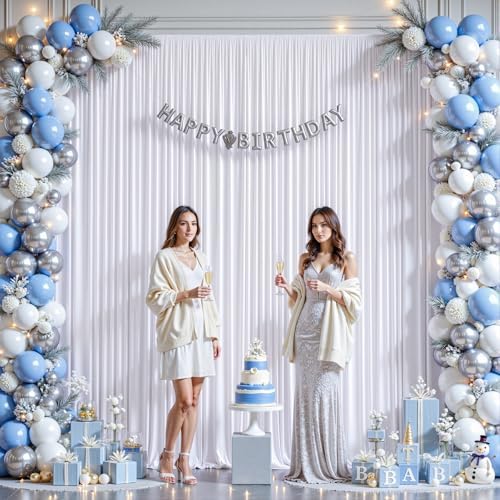 16ftx10ft Wrinkle Free White Backdrop Curtain - 10 Feet Photography Backdrop Drapes, Silky Polyester Back Drop Cloth for Wedding Baby Shower Balloon Arch Background - Image 2