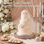 Wenqik 20 Inch Silver Cake Stand Set Metal Round Cupcake Dessert Stand with Cake Cutting, Flower Spatula Wedding Cupcake Pastry Display Candy Holder Display for Wedding Party Birthday Baby Shower - Image 6