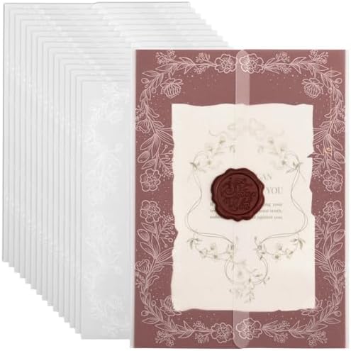 Vellum Paper 5x7 Pre-Folded White Floral Garland, Vellum Jackets 100 Pcs by MIIOO