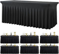 6 Pack Spandex Black Table Clothes for 6 Foot Rectangle Tables, Wrinkle Free Table Cloth Fitted Tablecover Stretchy Tablecloths with Skirt for Parties Wedding Banquet by Htper