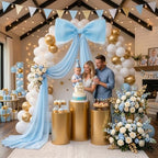 39x70 Inch Extra Large Blue Bow Decorations, Giant Tulle Bow for Boy Baby Shower, Big Decor for Wedding Ceremony Arch, Kids Birthday Party Backdrop Room Wall Hanging (Blue) - Image 3