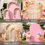 Set of 3 Metal Arch Backdrop Stands with Pink Covers, 6/6.6/7.2FT - Image 7