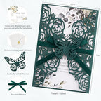 Emerald Green Wedding Invitations with Envelopes and Rsvp Cards 50 Sets - Image 2