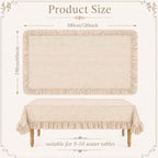 Striped Ruffled Tablecloth 60x120 Inch Cotton Polyester Striped Tablecloth Rectangular Fits 8-10 Seater Table Farmhouse Vintage Table Cover for Home Kitchen Baby Shower Birthday Party Picnic (Taupe) - Image 2