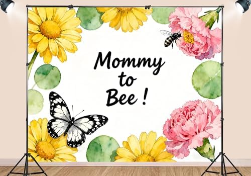 12X8ft Fabric Mommy to Bee Backdrop Cake Table Booth Honey Comb Floral Photography Background Baby Shower A Little Honey is on the Way Party Decorations Photo Studio Props - Image 3