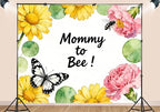 15X10ft Fabric Mommy to Bee Backdrop Cake Table Booth Honey Comb Floral Photography Background Baby Shower A Little Honey is on the Way Party Decorations Photo Studio Props - Image 3