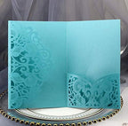 50PCS 3D Lace Flower Laser Cut Wedding Invitation Cards with Envelope Blank Inner Sheet Hollow Out Flower Shape Invitations for Wedding Quinceanera Birthday Shower Engagement Party 07 - Image 3