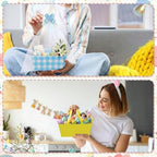Funnymoom 24 Pcs Pastel Basket for Gifts Empty Pastel Colors Plaid Gift Basket Empty to Fill with Handle, Transparent Bag and Bow for Macaron Wedding Birthday Summer Party Favor Supplies, 9.8x6.5'' - Image 5