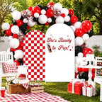 FYSUIMU 2 Pcs She’s Ready to Pop Arch Backdrop Covers Red Plaid Soda Bottle Stretchy Spandex Arch Stand Fabric Cover for Baby Shower Gender Reveal Party Decorations (5ft/6ft) - Image 5