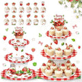 3 Tier Cardboard Cupcake Stand for 24 Cupcakes,Strawberry Cupcake Stand by HKOORLAMULS