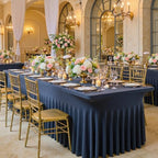 2 pk Navy Blue Spandex Tablecloth 8ft With Ruffle Table Skirt, Wrinkle Free Stretchy Fitted Tablecloths for 8 Foot Rectangle Tables, Elastic Spandex Table Covers 8ft for Weddings Parties Banquet Craft - Image 3