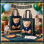 Tallew 24 Pack Tartan Plaid Bear Bulk Gift Bags with Handles Non Woven Bags - Image 2
