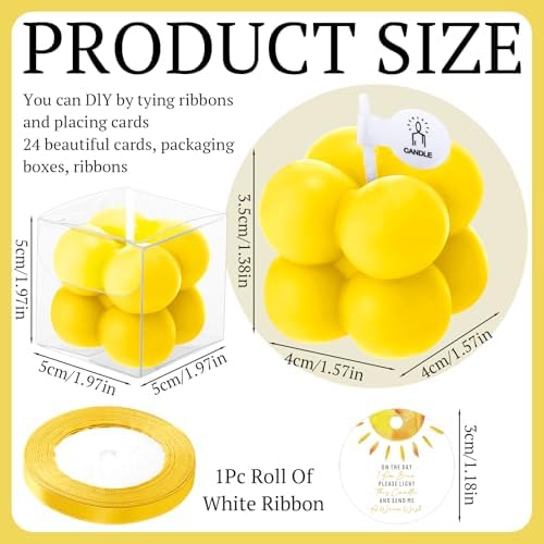 MTLEE 24 Sets Light Yellow Baby Shower Party Favors Small Bubble Candle - Image 6