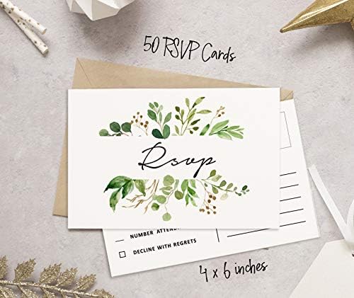 50 Blank RSVP Postcards Greenery Print 4"X6" Response Cards,RSVP Reply Card for Wedding,Bridal Shower,Baby Shower - Image 4