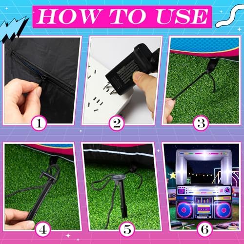 Soulchen 6x5 Ft Inflatable Radio Boombox LED Lights Blower 90s Party - Image 6