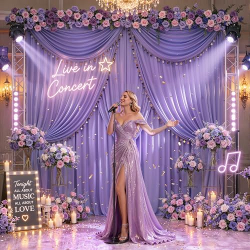 50x10FT Backdrop Curtains with Rod Pockets - Wrinkle Free Photo Stage Backdrop 10 Panels Curtains Drapes for Photography Wedding Party Baby Shower Decorations (Lavender) - Image 6
