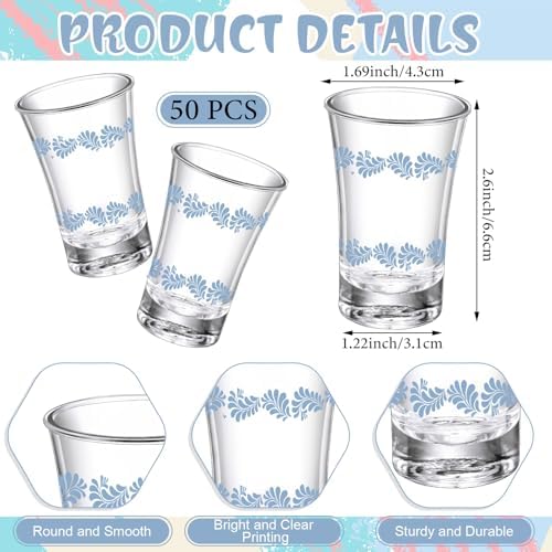 SiliFine 50 Sets Cielito Lindo Shot Glasses Favors, Wedding, Blue - Image 5