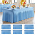 6 pk Baby Blue Spandex Tablecloth 6ft with Ruffle Skirt, Wrinkle Free High Stretch Fitted Tablecloths for 6 Foot Rectangle Tables, Blue Eastic Spandex Table Covers 6ft for Parties Banquet Weddings by ENJOYYOURPARTY