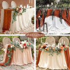 12 Pcs Cheesecloth Table Runner 10FT Terracotta Runner for Tables Gauze Fabric 35 x 120 Inches Long Boho Table Runner Decor Rustic Sheer Runner for Wedding Birthday Bridal Shower Party (Terracotta) - Image 6