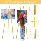 Croblissful Gold 50" Easel Stand for Wedding Sign Adjustable, Metal - Image 5