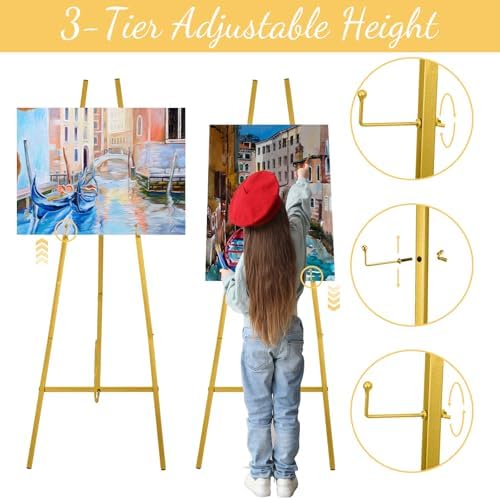 Croblissful Gold 50" Easel Stand for Wedding Sign Adjustable, Metal - Image 5