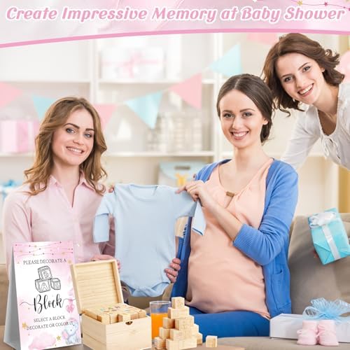 Marsui 136 Pcs Baby Shower Blocks to Decorate Game Kit, Pink Elephant - Image 6