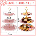 Lallisa Cielito Lindo 3 Tier Dessert Stand 10", 9", 7", Pink - Image 6