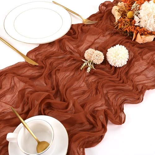 20 Pack Cheesecloth Table Runner - 17x108 Inch Terracotta Boho Gauze Cheese Cloth Table Runners for Baby Bridal Shower Decoration Wedding Party Summer Garden Farmhouse - Image 4