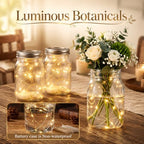 LemonRoad 6 Sets Mason Jar Centerpieces with Fairy Lights, Rustic Lighted Table Decorations for Weddings Party, Bridal Shower, Baby Shower, Farmhouse Home Decor, Floral Arrangements - Image 4