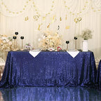 SquarePie Sequin Tablecloth 60x120 Inch Navy Blue for Wedding Party - Image 2