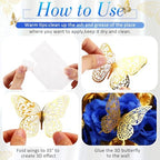 296 Pcs Artificial Roses Silk Flowers 3D Butterflies, Blue, Gold - Image 4