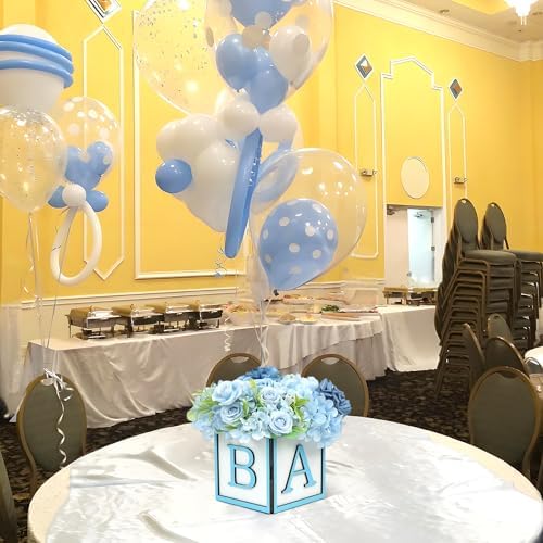 Wooden Baby Boxes for Baby Shower Party, Baby Shower Centerpieces for Table, Suitable for Gender Reveal or Baby Shower, (Blue,4Pack) - Image 4