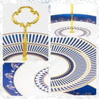 KAMMAK 2-Tier Porcelain Cupcake Stand Serving Tray, Dessert Plates Cake Fruit Candy Display Tower, Reusable Pastry Platter for Wedding Birthday Baby Shower Tea Party Decorations (Blue) - Image 7