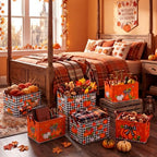 CHENGU 6 Pack Fall Storage Bins Collapsible Autumn Pumpkin Baskets for Home - Image 6