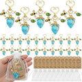 20 Sets Strawberry Keychains with Enamel Bee and Leaf Charms, Clear Blue by Ycchensying