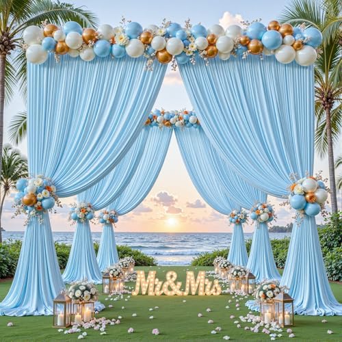 40ftx10ft Wrinkle Free Blue Backdrop Curtain - 10 Feet Photography Backdrop Drapes, Silky Polyester Back Drop Cloth for Wedding Baby Shower Balloon Arch Background - Image 3