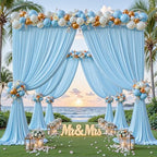 24ftx10ft Wrinkle Free Blue Backdrop Curtain - 10 Feet Photography Backdrop Drapes, Silky Polyester Back Drop Cloth for Wedding Baby Shower Balloon Arch Background - Image 2