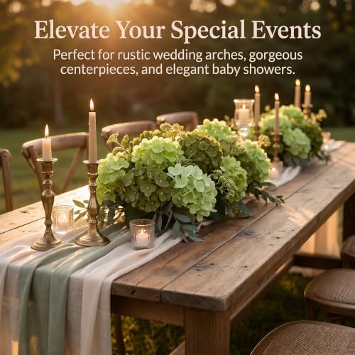 50PCS Green Mix Hydrangea Artificial Flowers with Stronger Bendable Stems - Image 2