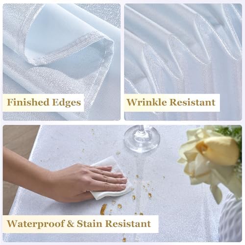 4 Pack Sequin Silver Tablecloth 60x102inch Waterproof Glitter Table Cloth for Rectangle Tables, Shimmer Table Cover for Birthday Wedding Party Holiday Baby Shower Christmas Decoration - Image 4
