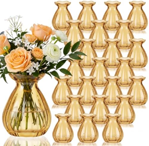 40 Pieces 3.5 Inch Glass Bud Vase Mini, Amber by Unknown