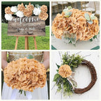 AVIVIHO 65pcs Fake Flowers Brown Hydrangea Artificial Flowers Bulk (Not Squished, No Steaming Need) Silk Flowers with Stems for Wedding Decor,Home,Baby Shower,Table Centerpieces Decoration - Image 3