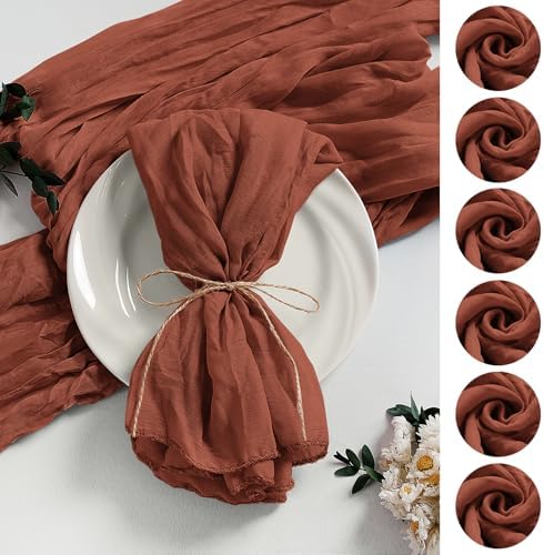 LZY 60 Pack Gauze Cheesecloth Napkins 20x20 Inch Dinner Cloth Napkins, Soft Boho Table Napkins Rustic Wrinkled Cheese Cloth Napkins Bulk for Wedding Party Baby Shower Event Decor (Terracotta) by Lightupyourparty