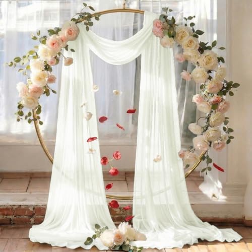 Pack of 1 Wedding Arch Drape Panel Fabric 30" x 40ft - Ivory - Image 6
