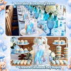 Capoda 6 Set Boy Baby Shower Prizes for Guest, Blue Bear Handheld Fan Favor - Image 4