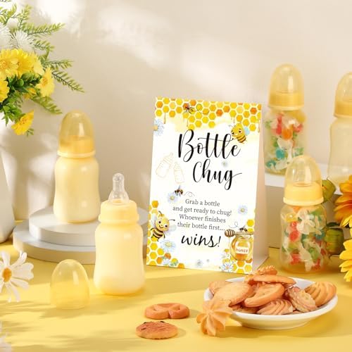 TrelaCo 20 Pcs Bottle Chug Game, Bee Theme Baby Shower Favors, Yellow - Image 4