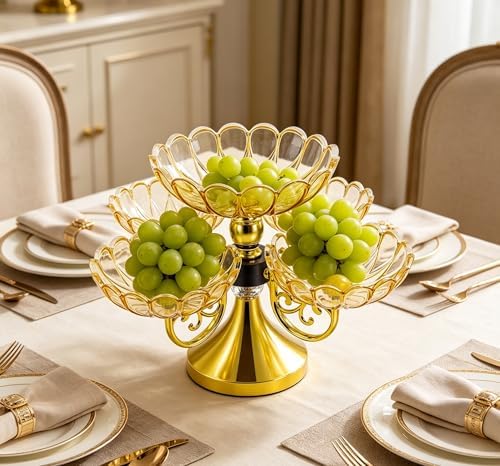 5-layer Divided Rotatable Snack Spinner Serving Tray Cupcake Stand Snackle Box Portable Fruit bowl Storage Organizer for Candy, Fruits, Nuts, Dessert, Gold - Image 4