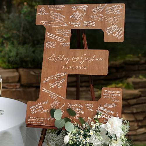Wedding Guest Book Alternative Wooden Letter Personalized, Custom Initial Wedding Guest Book Alternative with Names | Wedding Guestbook for Guests to Sign, Letter Guest Book Wedding Reception by AmazingItems